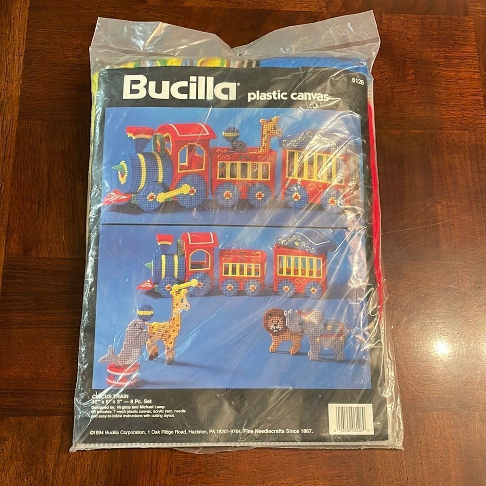 Bucilla Circus Train Plastic Canvas Kit 8 Piece Embroidery Kit 1994 Vintage